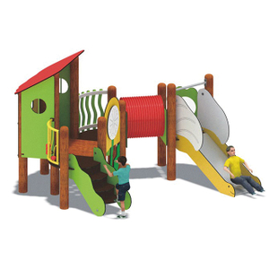Estructuras de juegos de diapositivas para interiores / exteriores para niños de HDPE con túnel