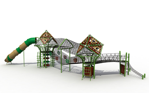 Juego de juegos al aire libre para niños con nido de pájaros y escalada con plataforma para parque de aventuras